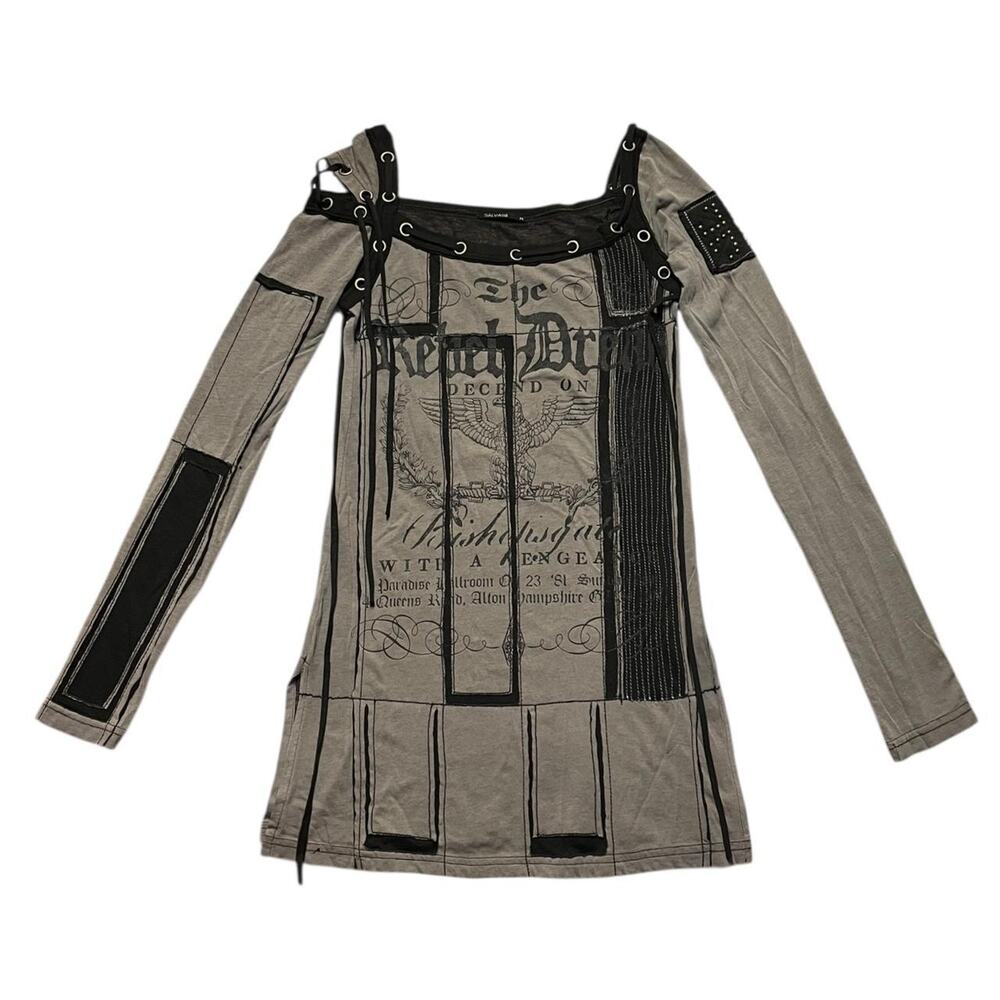 NWOT VTG Salvage x The Devil's Dress black & grey long sleeve dress